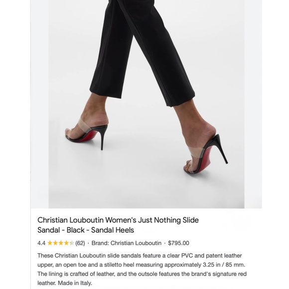Louboutin Just Nothing Clear Red Sole Slide Sandals US7 / 37EU - Picture 5 of 8